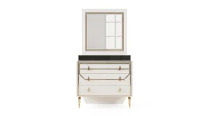 Комод с зеркалом Стиль, белый с золотом, Fortuna Home