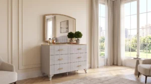 Комод с зеркалом Нэнси, серый платинум, Fortuna Home
