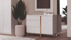 Комод с зеркалом Атланта, крем, Fortuna Home